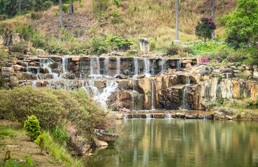 Beautiful waterfall in the park near Da Lat city, Vietnam