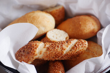 Turkish Bagel Simit on table 