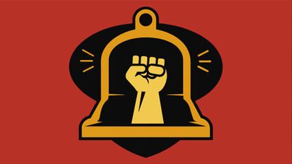 An image of a bell with its ringer shaped like a raised fist symbolizing the resilience and determination of the Black community.. Vector illustration