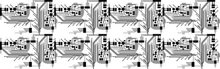 Technologie - Elektronik - Elektronische Platinen im Layout Hintergrund - Schaltkreise Bauelemente und Mikrochips - Design Element