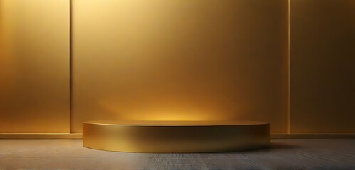 Gold podium elegant fabric background of luxury empty presentation studio product decoration or show stand golden pedestal shiny satin fashion and abstract 3d stage scene display on premium backdrop.