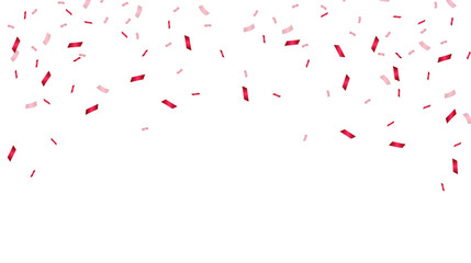 Red confetti celebration design isolated on white background. Ribbon decoration element. Holiday, birthday, and party. Vector illustration