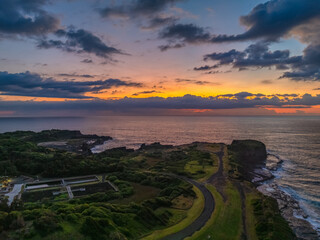 Aerial sunrise views over Bombo Beach at Kiama