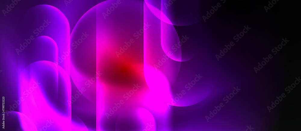 Poster a vibrant design featuring a purple background with a striking red circle in the center, blending sh