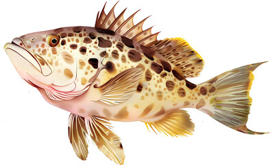 Naklejka premium Reef Fish In Gulf Of Mexico , Marine Fish , Ocean Animals, Grouper, Snapper , Triggerfish