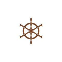 Steering Wheel Boat Ship Yacht icon isolated on white