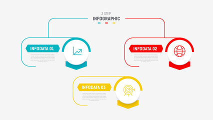 Three Step Infographic label design Vector template with line icons. process steps diagram, presentations, workflow layout, banner, flow chart, info graph vector illustration.