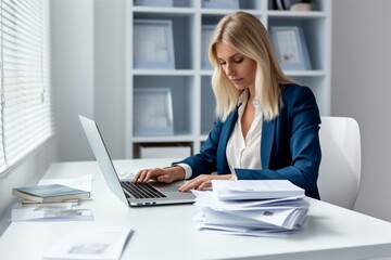 Female businesswoman boss accountant working in the office