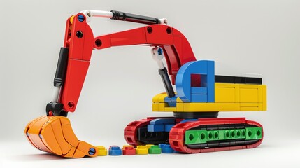 3D render plastic excavator color yellow aspect ratio 2:1
