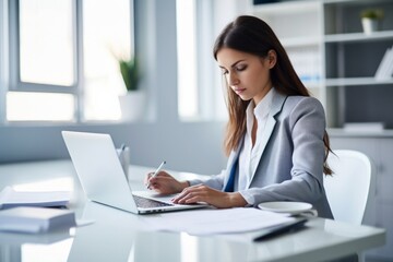 Female businesswoman boss accountant working in the office