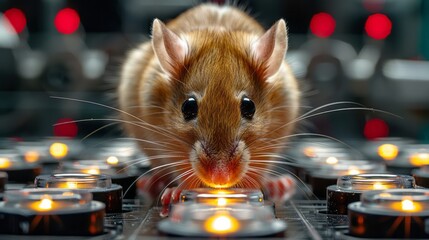 A laboratory rat navigating a maze, representing behavioral experiments in psychology - obrazy, fototapety, plakaty
