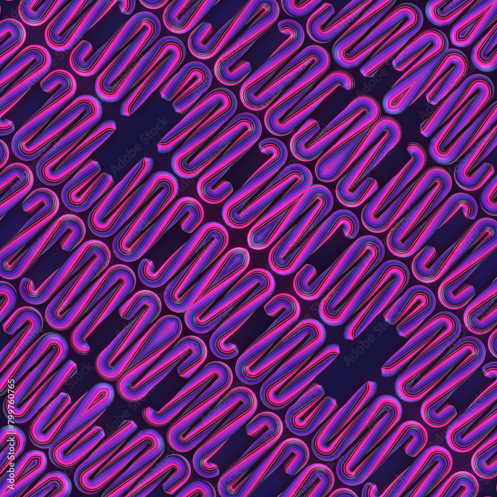 Poster Digital illustration with a pattern of a series of stylized wavy lines resembling the letter S. 3d rendering