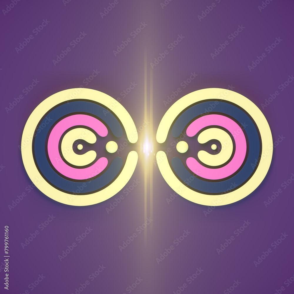 Poster Multicolored transforming shapes. Abstract symmetrical background. 3d rendering illustration