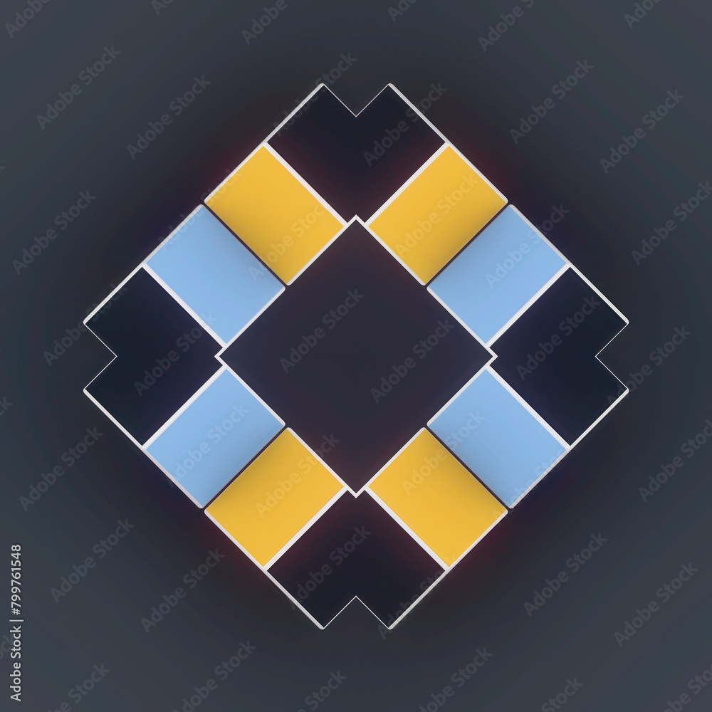 Aufkleber Geometric shapes and patterns create charming graphics. 3d rendering digital illustration