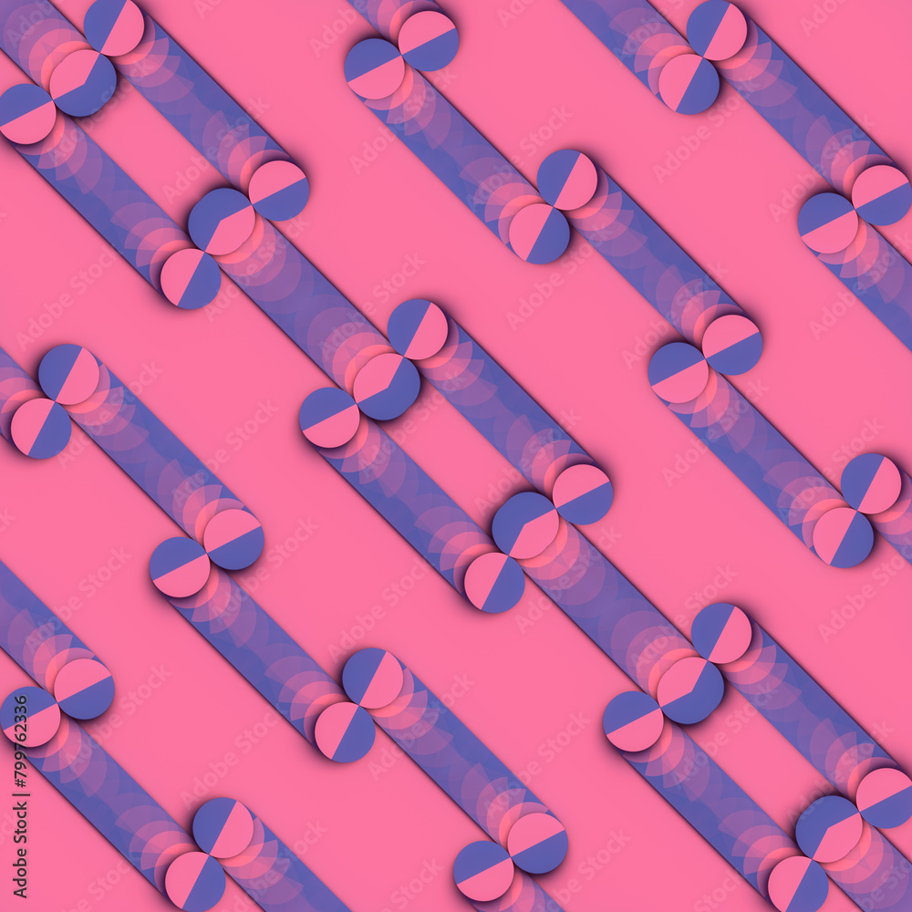 Poster Vibrant dynamic digital background with geometric shapes. 3d rendering illustration