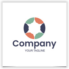 Colorful round logo with a star logo design template