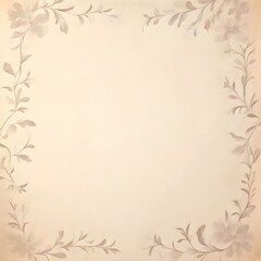 soft pastel color floral frame on beige background, Ai Generated