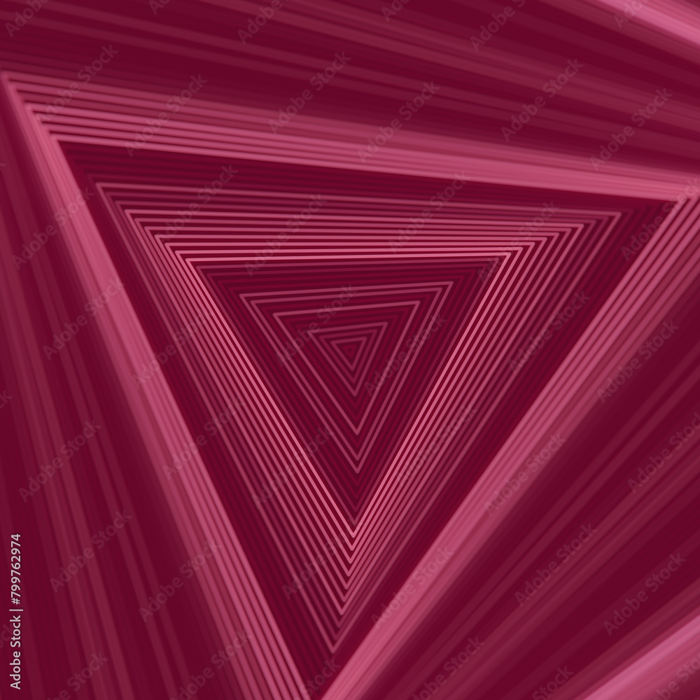 Poster 3d rendering digital illustration with geometric triangular light pattern of burning neon lines on dark red background