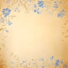  soft blue color beige background parchment with a thin barely noticeable floral ornament wallpaper, Ai Generated
