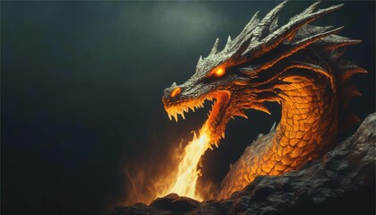 ドラゴンのイメージ　炎　ゲーム　伝説　RPG　イメージ　イラスト素材