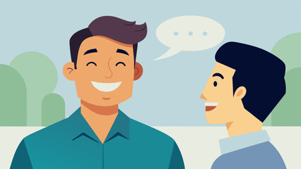 Fototapeta premium A smile appearing on a mans face as he remembers the kind words a coworker said to him earlier..