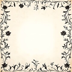Obraz premium soft black color floral frame on white background, Ai Generated