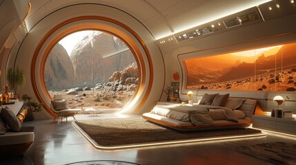 A Mars habitat prototype for future human colonization, in a space architecture lab - obrazy, fototapety, plakaty
