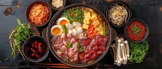 Sukiyaki is a Chinese hot pot made with many different kinds of ingredients.
