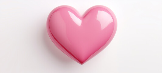 Pink Heart on White Background, generative AI