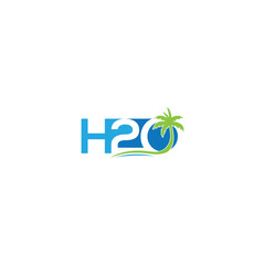 H2O logo design, H2o Letter Water Drop Logo Design With Water Wave Symbol Vector Illustration.