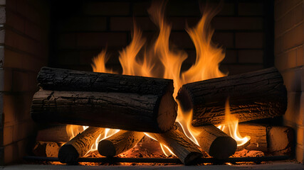 fire burning in a fireplace