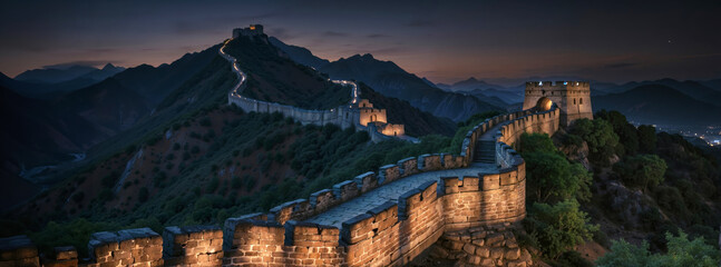 The Great Wall of China, China at night