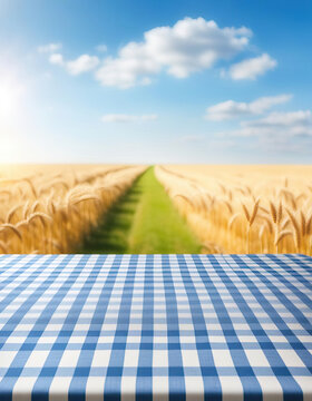 Empty table with view of fields in summer