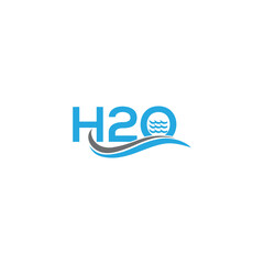 H2O logo design, H2o Letter Water Drop Logo Design With Water Wave Symbol Vector Illustration.