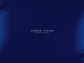 Dark blue abstract background with shining waves. Shiny line design element. Modern blue purple gradient flowing wave lines. Futuristic technology concept. Vector illustration.