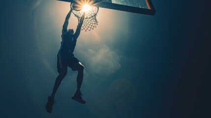 Basketball Player Slamdunk Silhouettes - obrazy, fototapety, plakaty