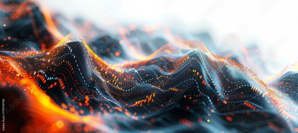Leinwandbilder Data wave datum virtual particles. Cyberspace technology background. Generative AI technology.	
