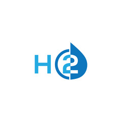 H2O logo design, H2o Letter Water Drop Logo Design With Water Wave Symbol Vector Illustration.