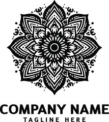 Mandala logo design. Abstract beauty Mandala. Floral ornament. Decorative circle ornament style. Black logo