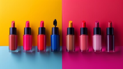 The brandfree minimalist nail polish package features multiple vibrant colors, Generated by AI - obrazy, fototapety, plakaty