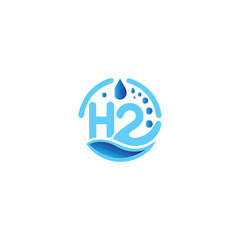 Fototapeta premium H2O logo design, H2o Letter Water Drop Logo Design With Water Wave Symbol Vector Illustration.