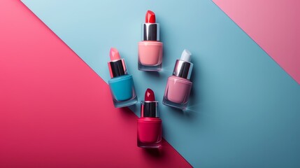 A minimalist multicolored nail polish package free of any branding serves as the perfect example, Generated by AI - obrazy, fototapety, plakaty