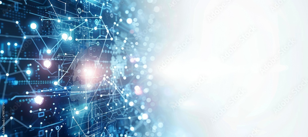 Poster Futuristic network background with copy space. Generative AI technology.