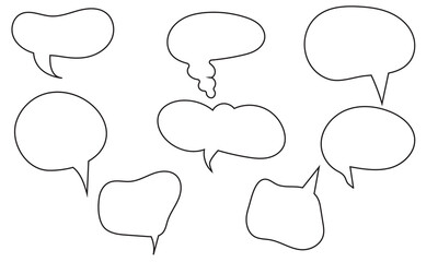 hand drawn chat bubbles and circular oval frames set. Hand drawn chat bubbles and circular oval frames set. Vector illustration. Empty speech bubbles for messages or reminders.