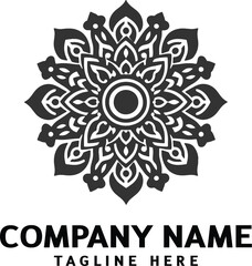 Mandala logo design. Abstract beauty Mandala. Floral ornament. Decorative circle ornament style. Black logo