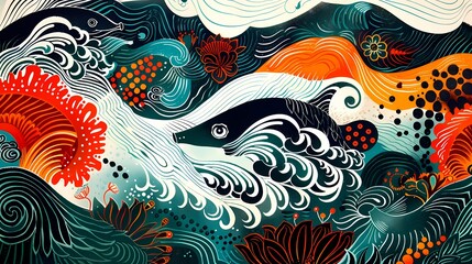 Retro ornate print pattern illustration poster background