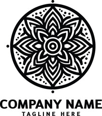 Mandala logo design. Abstract beauty Mandala. Floral ornament. Decorative circle ornament style. Black logo