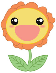 Kids Spring Flower Face Illustration