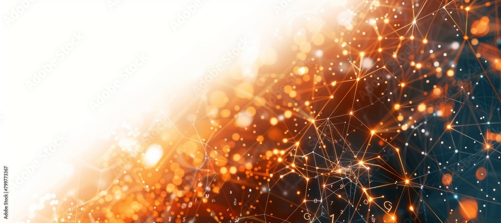 Aufkleber Abstract golden network background with copy space. Generative AI technology.