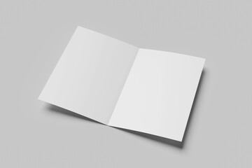 Realistic blank A4 bi-fold brochure for mockup. Paper illustration.
